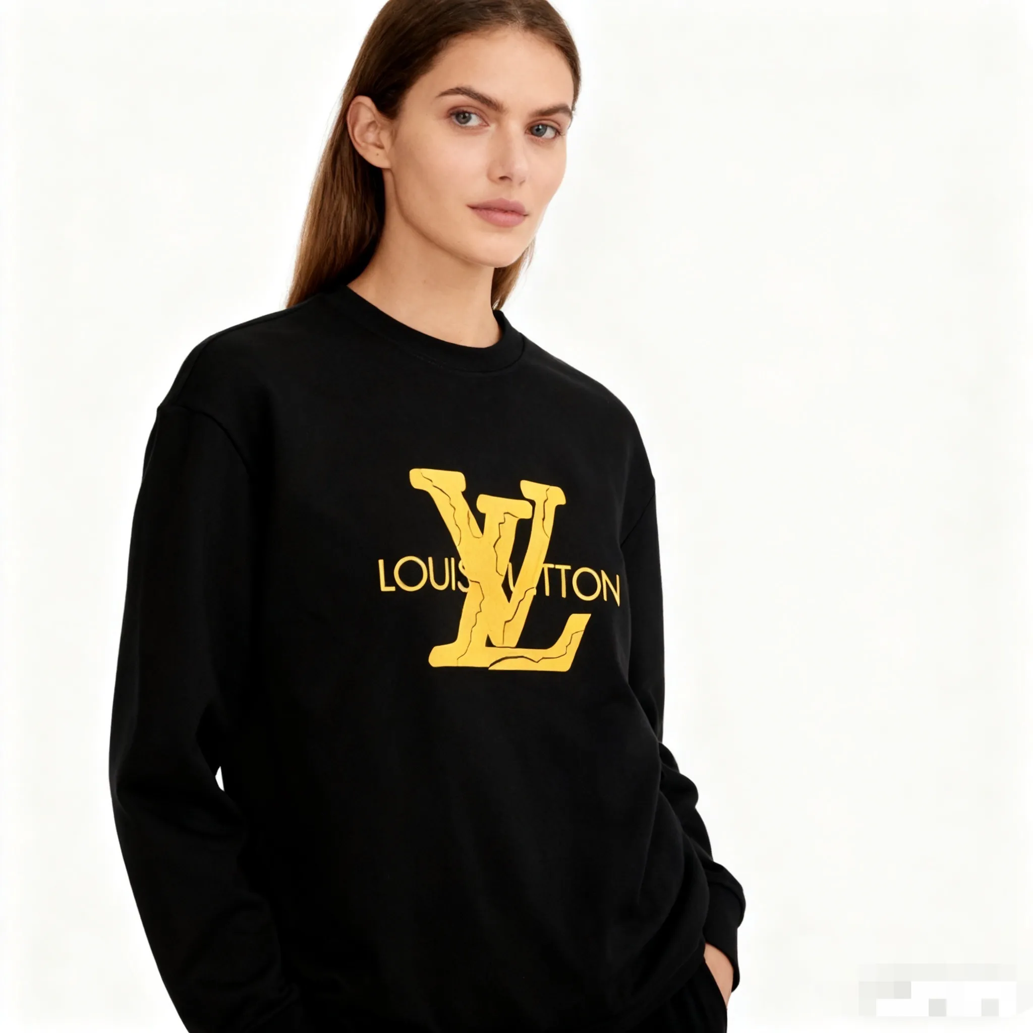 Louis Vuitton/Louis Vuitton 25Fw three-dimensional logo print crew neck sweatshirt